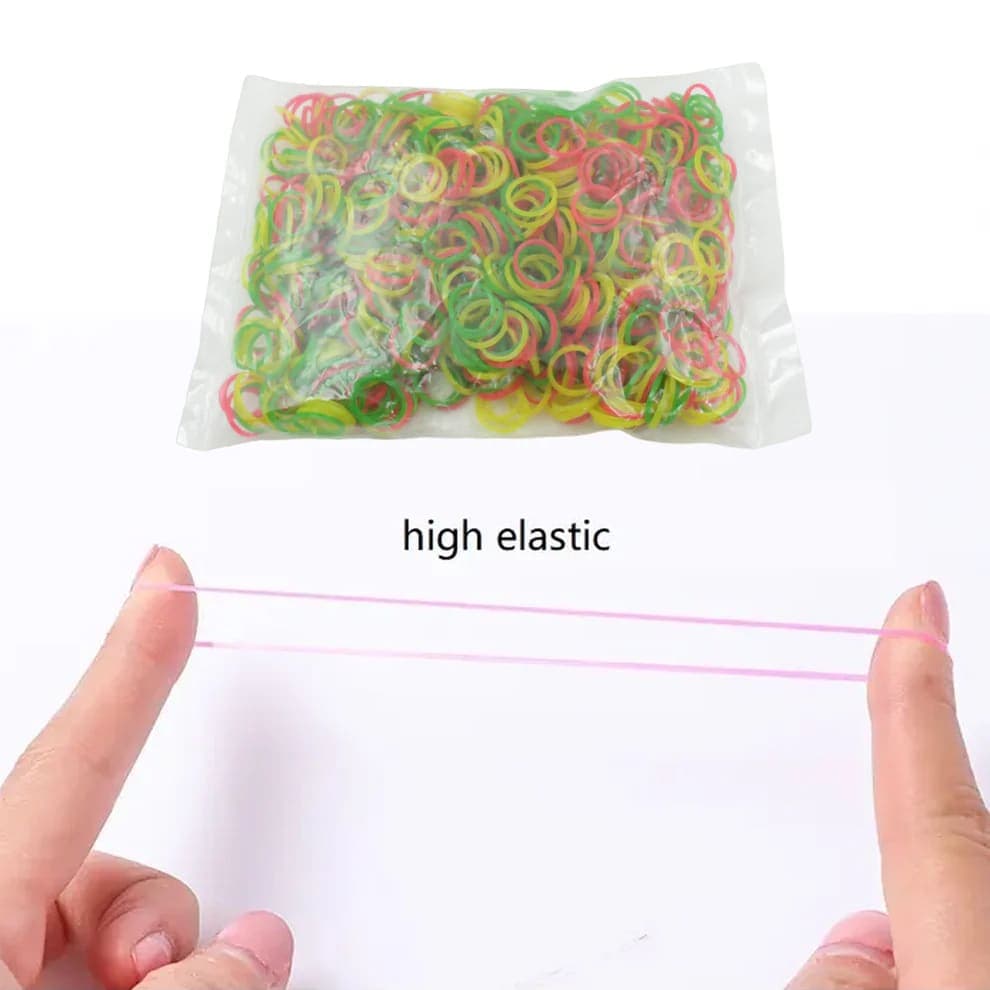 Pack of 375 Multicolor Mini Hair Rubber Bands (50g) for Kids & Girls | Soft Stretchable No Damage Elastic Hair Bands — thumbnail 2