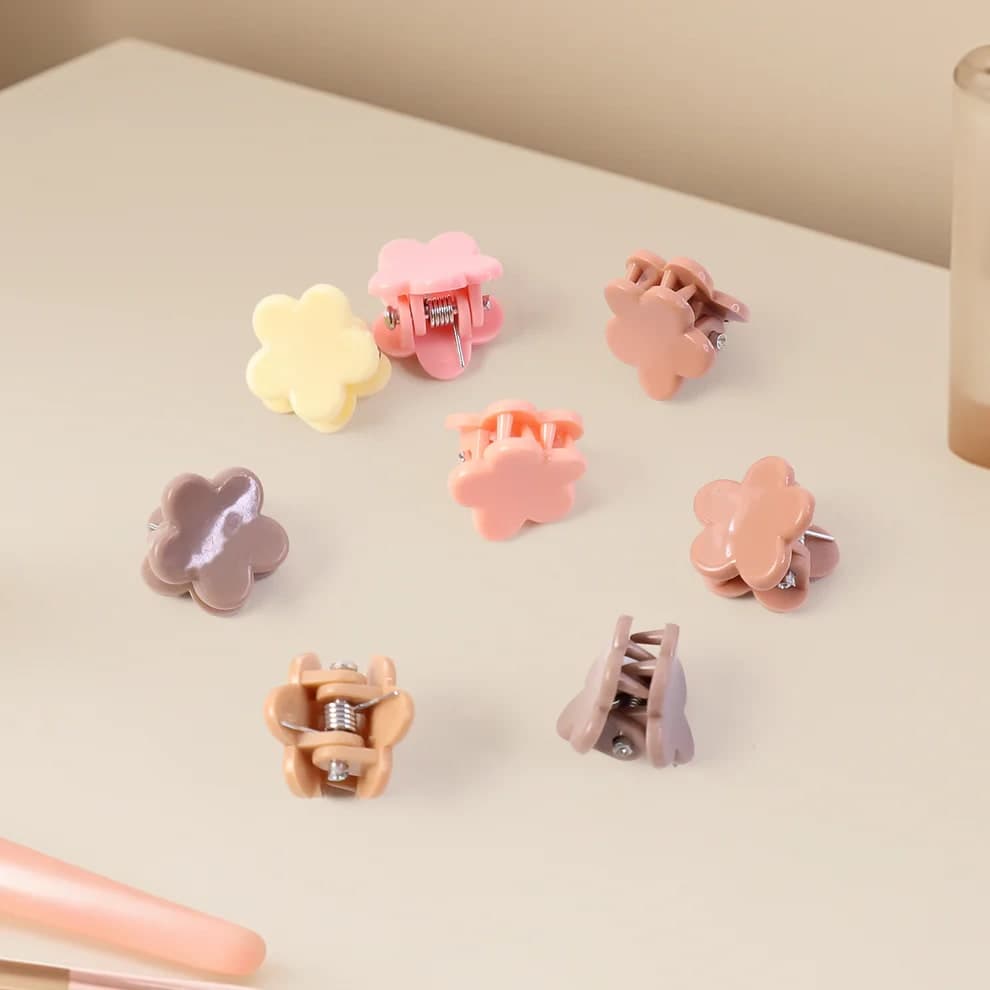Pack of 10 Cute Bunny Mini Claw Hair Clips for Girls | Multicolor Flower Hair Clutcher Clips | Small Hair Accessories — thumbnail 2