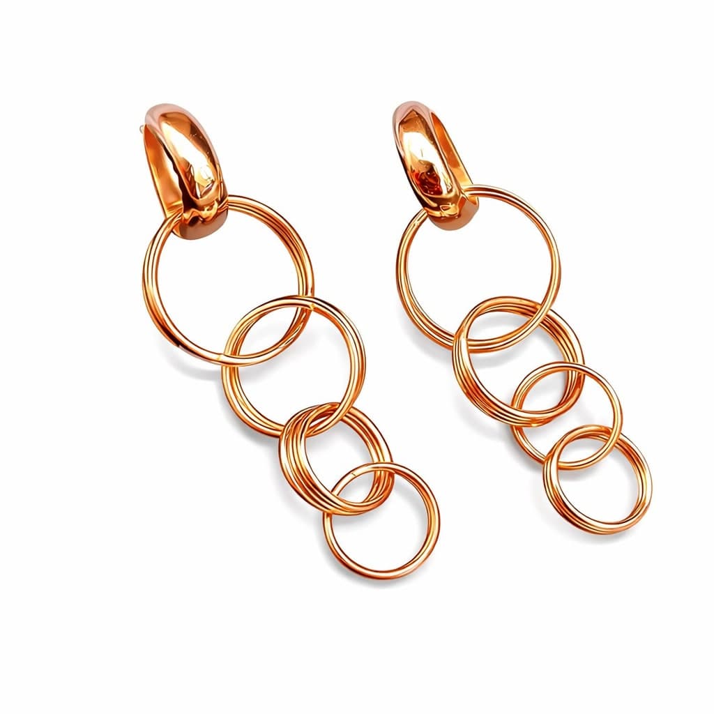 Shrigarika Rose Gold Multi Hoop Drop Earrings for Women & Girls | Lightweight Geometric Dangle Earrings | Stylish Fashion Jewelry — view 1