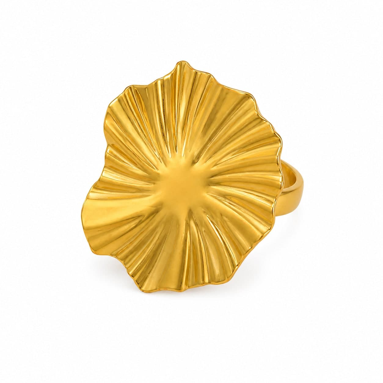 Elegant Gold-Tone Floral Statement Ring for Women & Girls | Adjustable Fashion Finger Ring — thumbnail 3