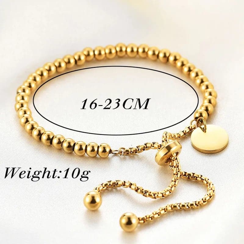 Gold Plated Adjustable Beaded Bracelet for Women & Girls | Stainless Steel Charm Bracelet | Pack of 1 — thumbnail 4