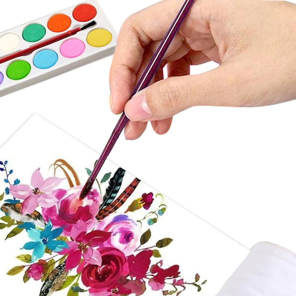 12 Shades Water Color Paint Set with Brush | Watercolour Cakes for Kids, Students & Artists | Non-Toxic Water Paint Kit — thumbnail 2