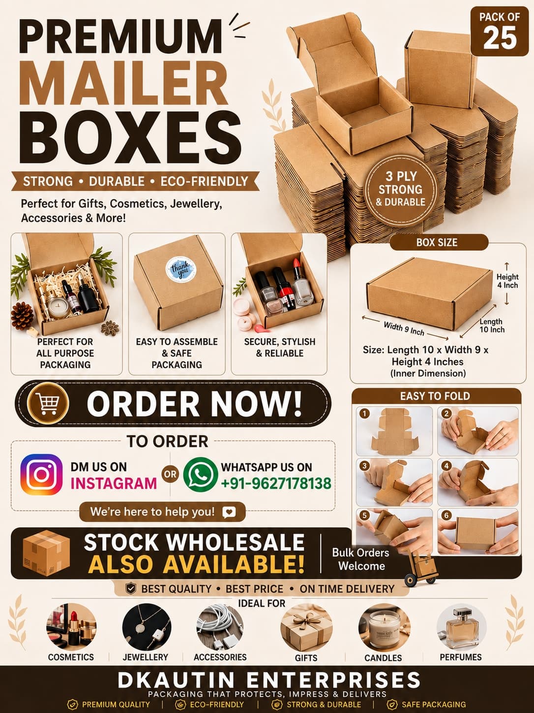 Buy 3 Ply Self Locking Mailer Box 10x9x4 Inch Online | Corrugated Packaging Box — thumbnail 3