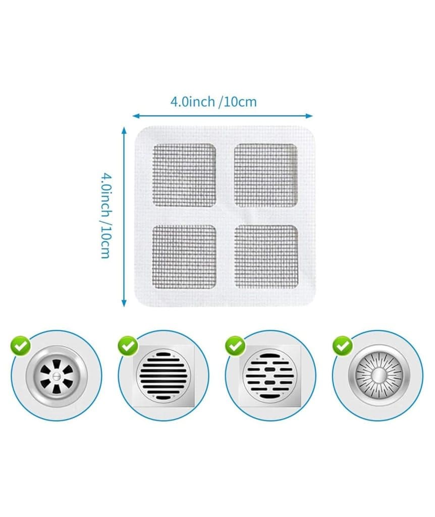 Self-Adhesive Floor Drain Hair Catcher Stickers (Pack of 10) | Disposable Waterproof Drain Filter Mesh for Bathroom, Kitchen & Wash Basin — thumbnail 3
