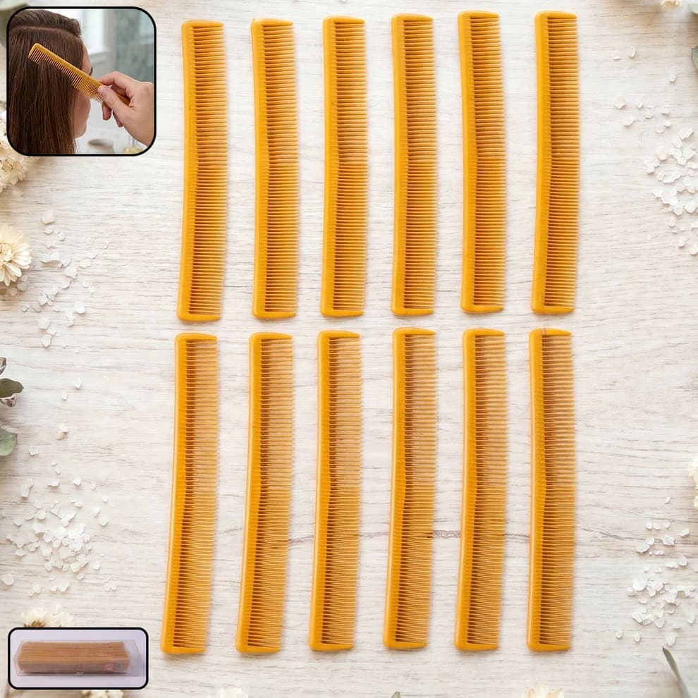 Pack of 12 Professional Hair Cutting Combs | Fine Tooth Plastic Barber Comb Set | Salon Styling, Hair Cutting & Daily Grooming Comb — thumbnail 4