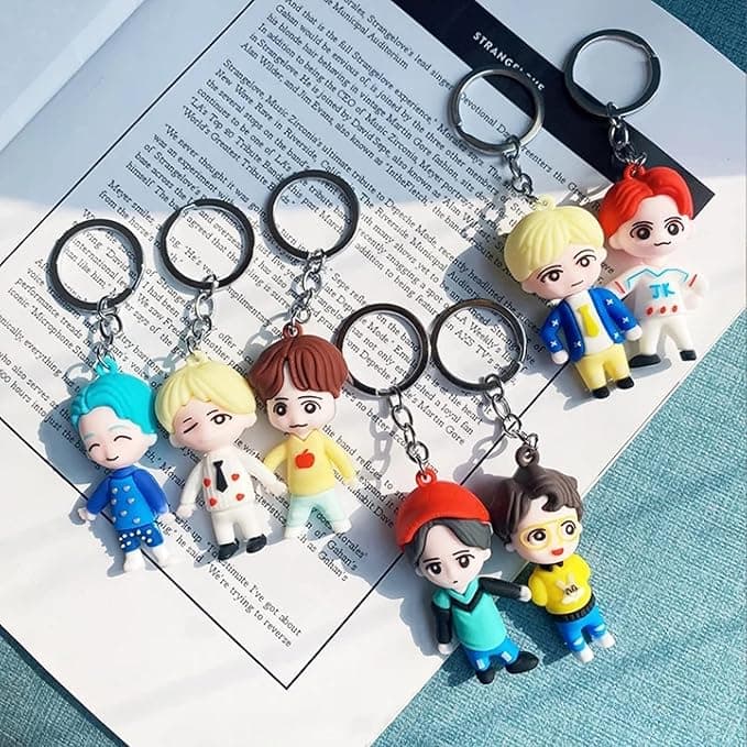 Cute Cartoon Couple Keychain Set for Boys & Girls | Soft PVC Hanging Key Ring for Keys, Bags & Backpacks | Pack of 8 Pieces — wholesale price India