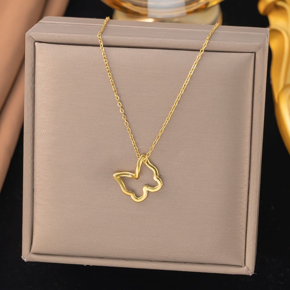 Gold Plated Butterfly Pendant Necklace for Women & Girls | Minimalist Korean Style Fashion Chain | Pack of 1 — view 1