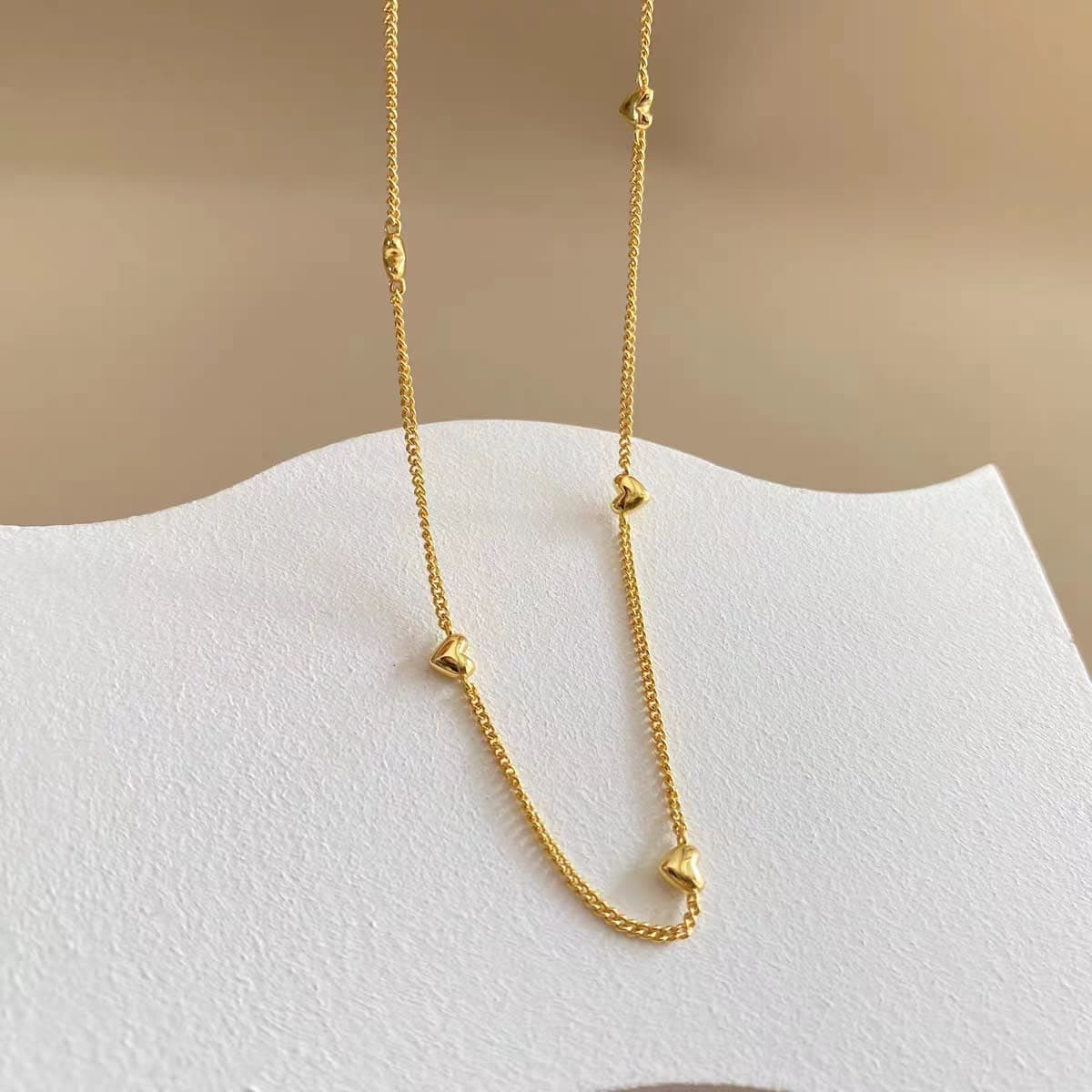 Gold Plated Heart Bead Chain Necklace for Women & Girls | Minimalist Everyday Fashion Necklace | Pack of 1 — thumbnail 2