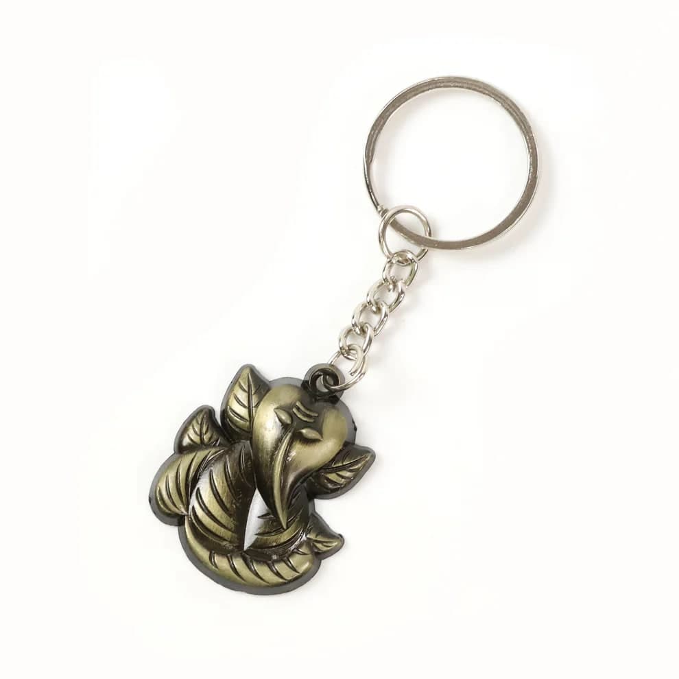 Lord Ganesha Metal Keychain | Ganpati Bappa Key Ring for Car, Bike, House & Office Keys | Antique Finish Religious Key Holder — view 1
