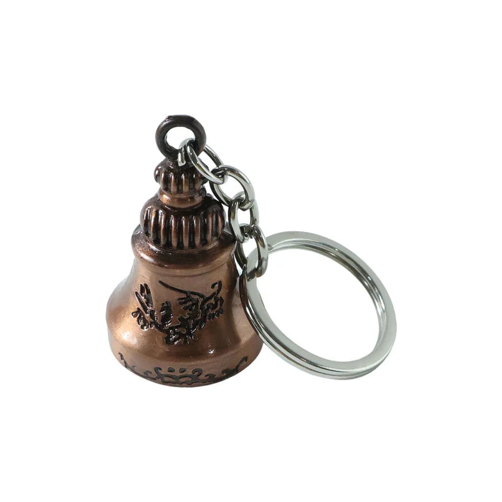 Vintage Metal Bell Keychain | Antique Bronze Lucky Bell Key Ring for Car, Bike, House & Office Keys | Decorative Hanging Key Holder — view 1