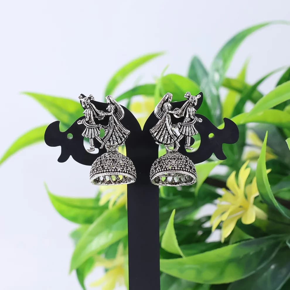 Kashmiri Jhumka Combo Pack of 3 for Women & Girls | Oxidised Silver Traditional Earrings Set | Korean Style Stud & Jhumka Earrings | Lightweight Ethnic Party Wear Jewellery Combo | Daily Wear, Festive & Gift Collection — thumbnail 2