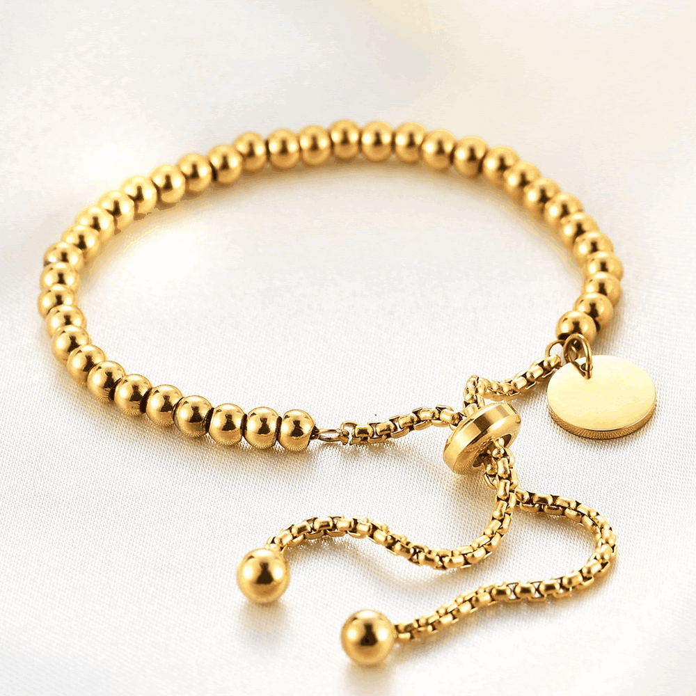 Gold Plated Adjustable Beaded Bracelet for Women & Girls | Stainless Steel Charm Bracelet | Pack of 1 — view 1