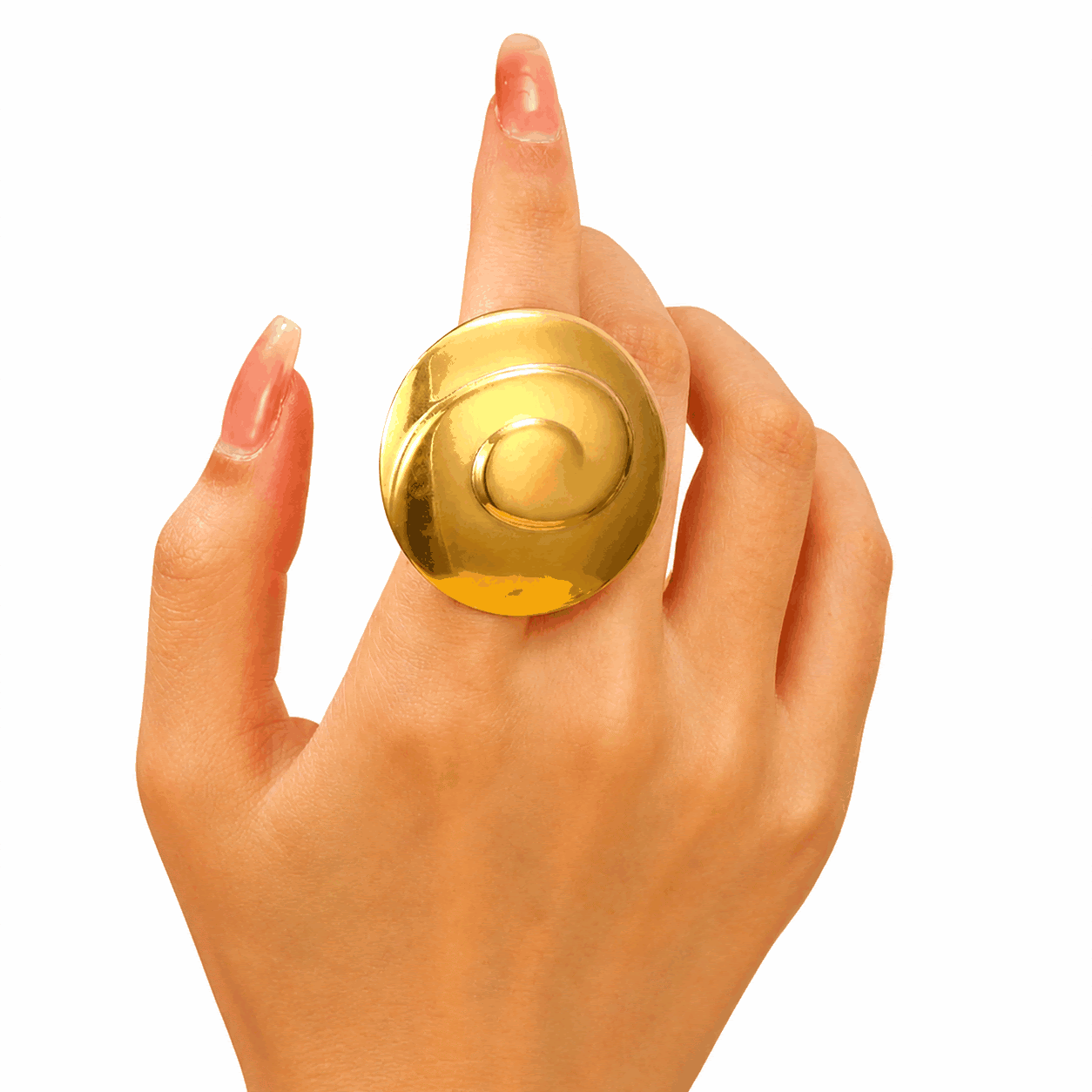 Vintage Gold-Tone Spiral Statement Ring for Women & Girls | Adjustable Fashion Finger Ring — view 1