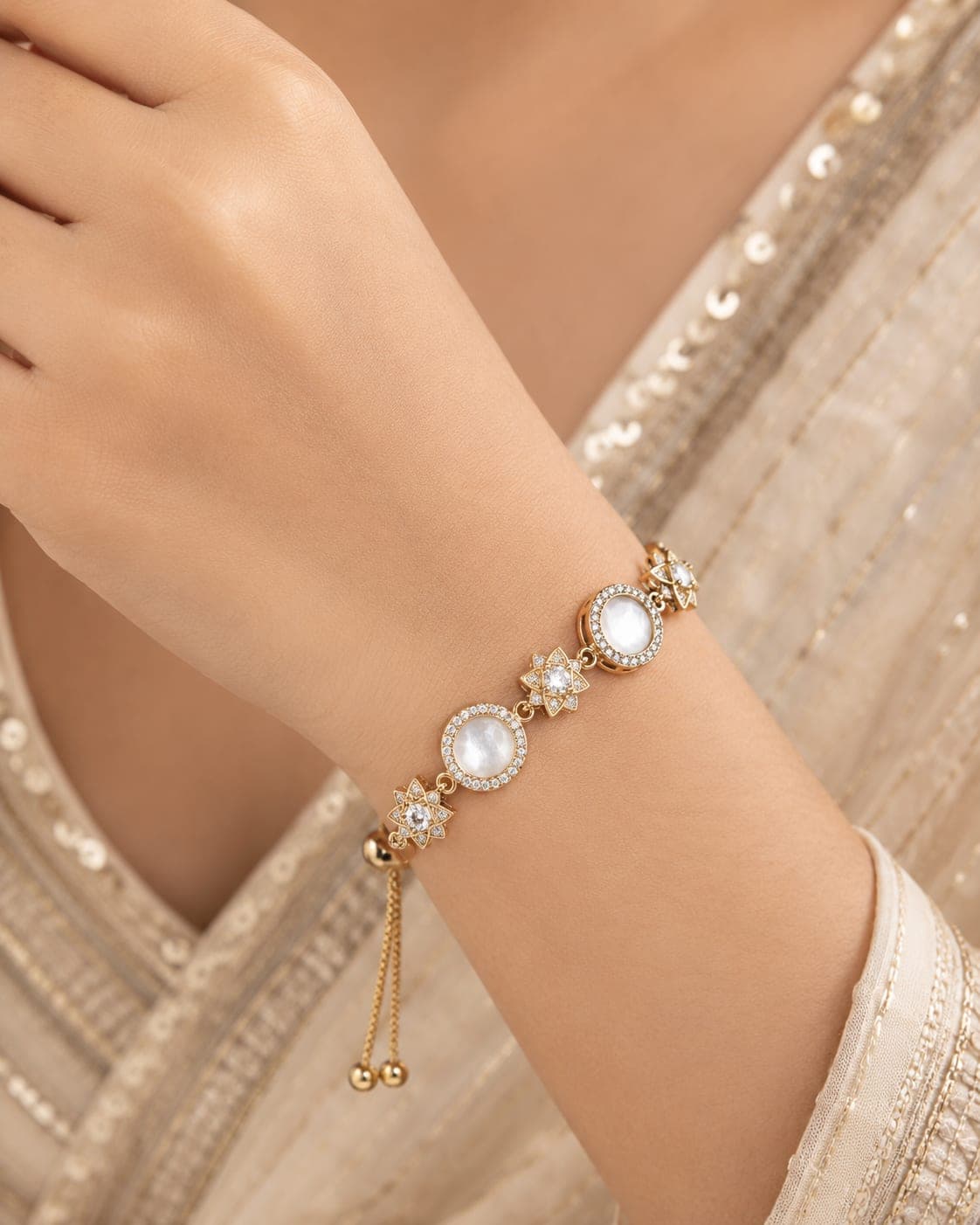 Antique Adjustable Gold Bracelet for Women | Shringarika by Dkautin Enterprises — thumbnail 3
