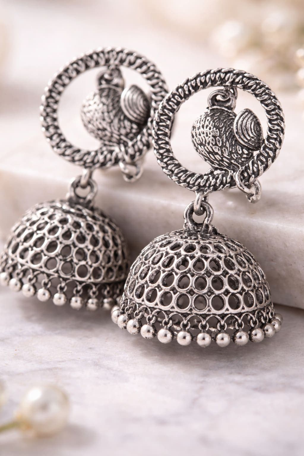 Shringarika Oxidised Silver Earrings Combo Pack of 3 for Women & Girls | Kashmiri Jhumka, Korean Stud & Traditional Party Wear Earrings — thumbnail 2