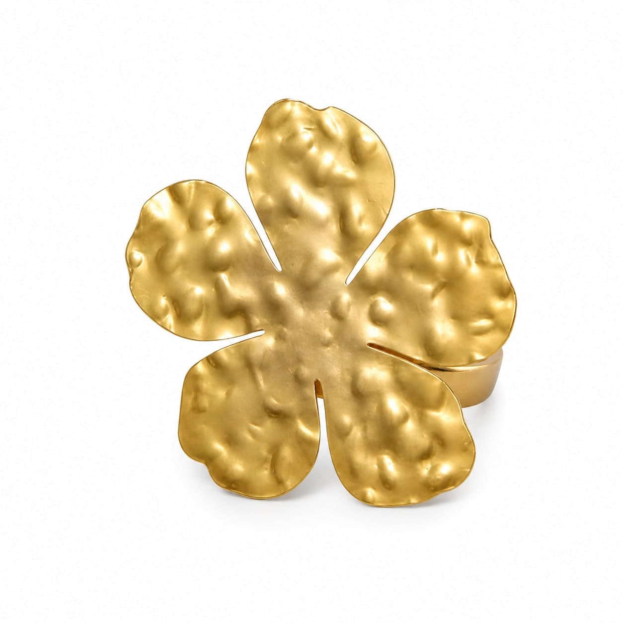 Elegant Gold-Tone Floral Statement Ring for Women & Girls | Adjustable Flower Finger Ring — thumbnail 2