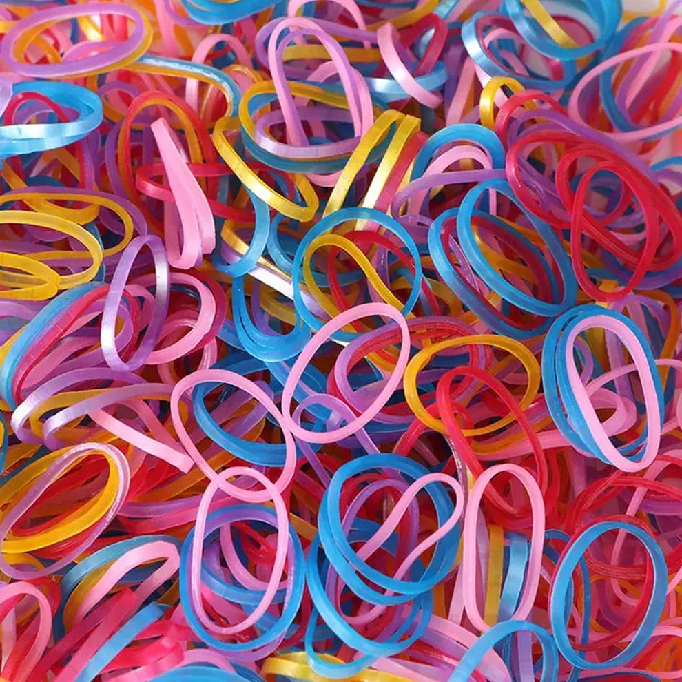 Pack of 375 Multicolor Mini Hair Rubber Bands (50g) for Kids & Girls | Soft Stretchable No Damage Elastic Hair Bands — view 1