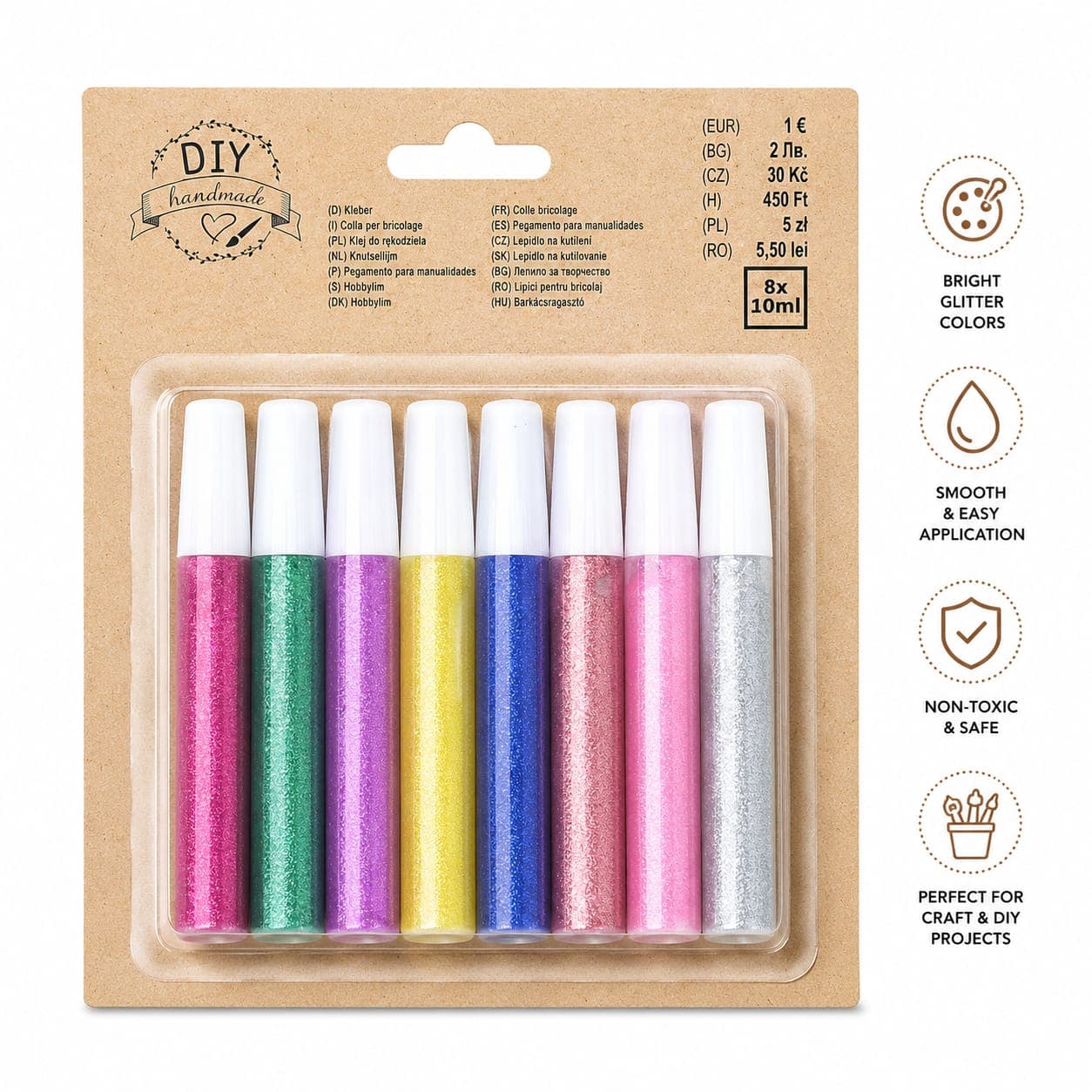 DIY Glitter Glue Pen Set – 8 Pieces x 10ml | Multicolor Sparkle Craft Glue | Non-Toxic Adhesive for School Projects, Scrapbooking, Card Making & DIY Art — wholesale price India