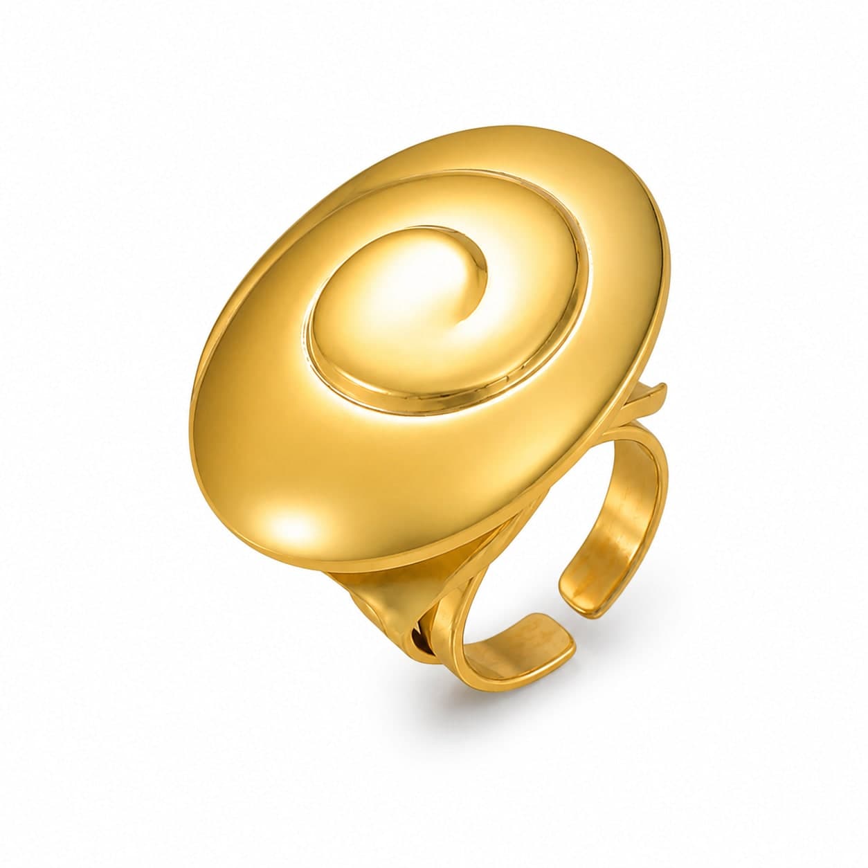 Vintage Gold-Tone Spiral Statement Ring for Women & Girls | Adjustable Fashion Finger Ring — thumbnail 3