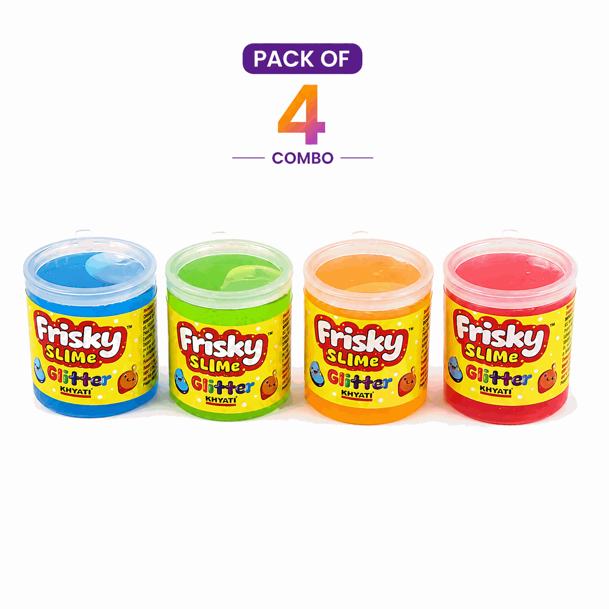 Pack of 4 Glitter Slime for Kids | Soft Stretchy Crystal Slime Toy | Non-Sticky Colorful Sensory Play Slime | DIY Stress Relief Slime Combo — view 1