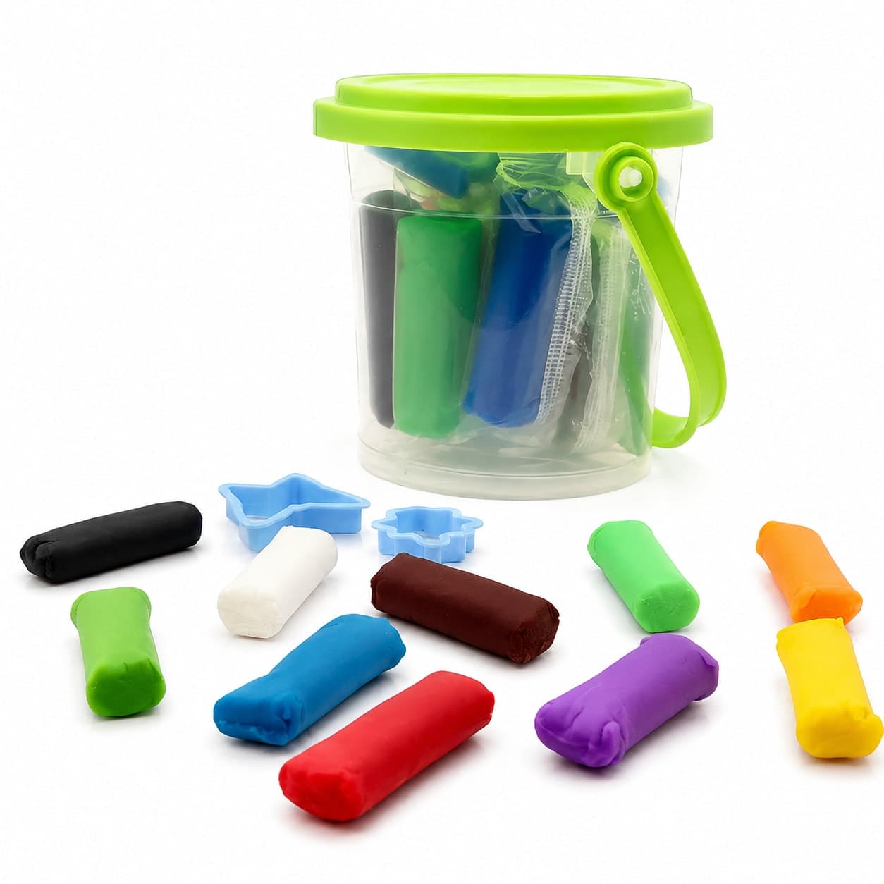 Kids Color Modeling Clay Bucket Set with Moulds | 10 Color Soft DIY Play Dough Kit | Creative Learning Toy (Pack of 1) — view 1