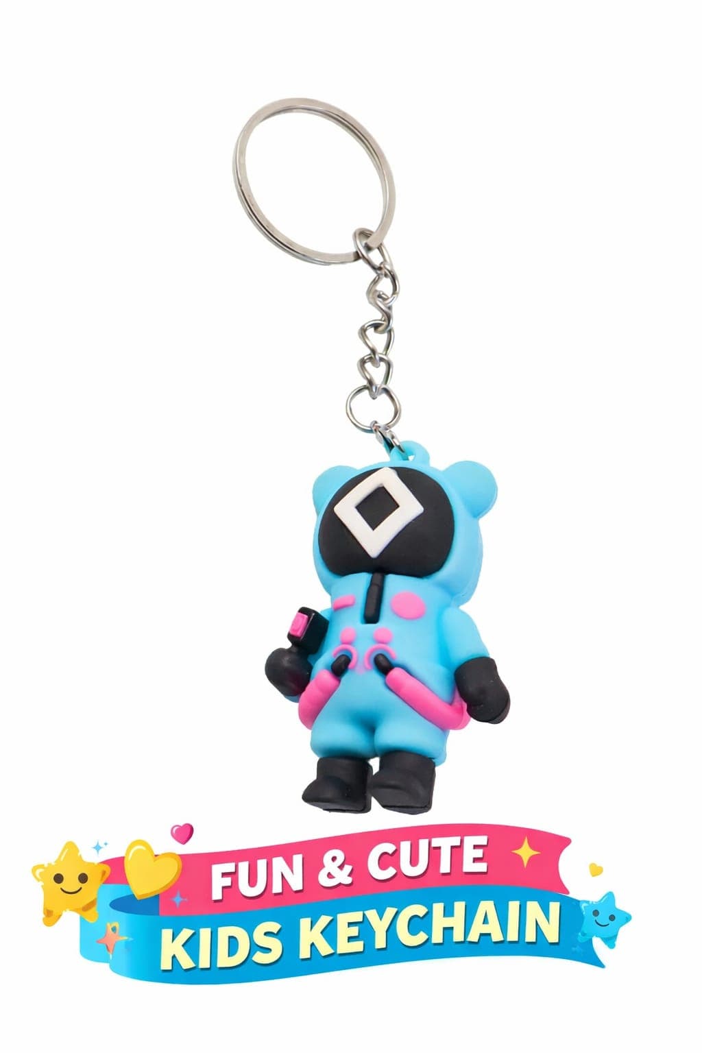Squid game inspire Cute Cartoon Kids Character Keychain | Soft Rubber PVC Key Ring for School Bag, Car, Bike & House Keys | Fun Hanging Charm for Kids — view 1