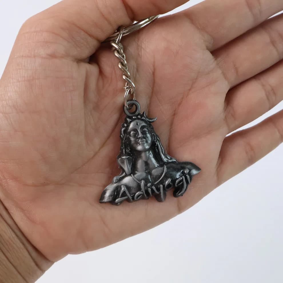Adiyogi Shiva Metal Keychain | Mahadev Key Ring for Car, Bike, House & Office Keys | Spiritual Key Holder | Antique Finish — thumbnail 2