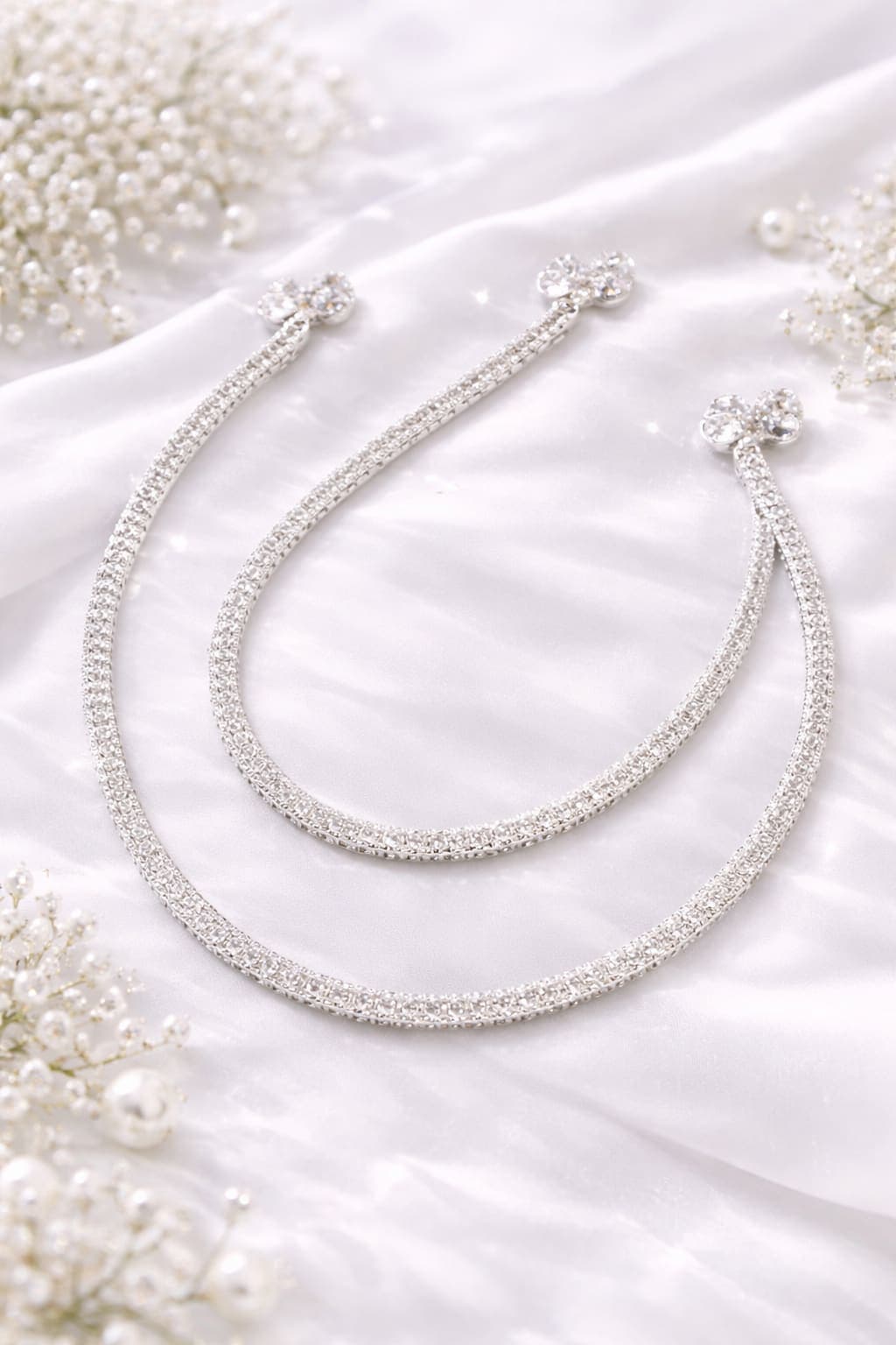 Silver Plated Crystal Anklet for Women | Elegant Adjustable Single Layer Payal | Pack of 1 PAIR — thumbnail 2