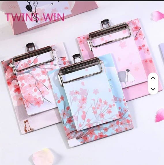 Cherry Blossom Mini Clipboard Memo Pad with Metal Clip | Cute Pocket Notepad | Writing Pad for Notes, To-Do Lists & Office, School, Home Use | Pack of 1 — thumbnail 3