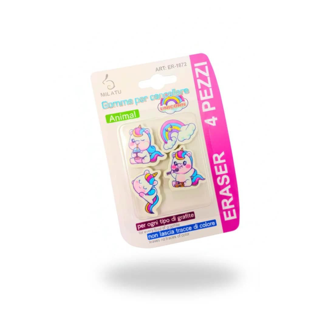 Cute Cartoon Theme Pencil Eraser Set | Soft Non-Toxic Rubber Erasers for Kids | School Stationery | Random Design | Pack of 1(4 Eraser inside) — thumbnail 3