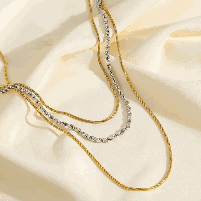 Layered Gold & Silver Snake Chain Necklace for Women & Girls | Dual-Tone Multi-Layer Fashion Necklace — view 1