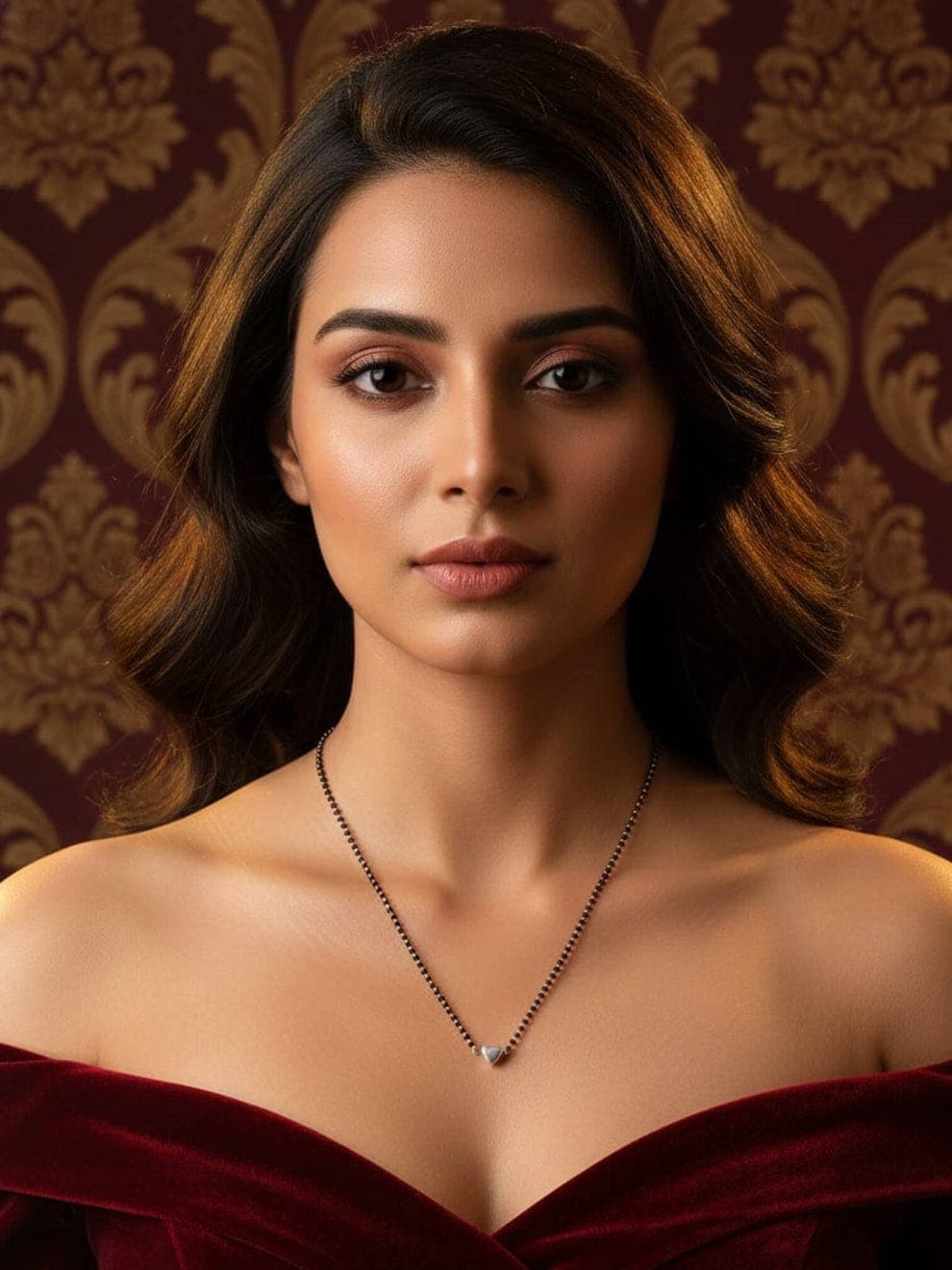 Black Beaded Heart Mangalsutra for Women | Gold Plated Adjustable Mangalsutra Necklace — thumbnail 2