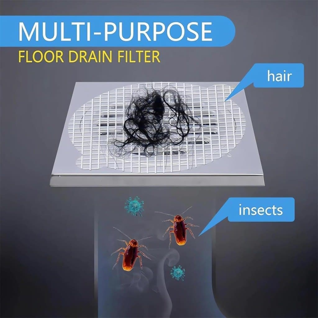 Self-Adhesive Floor Drain Hair Catcher Stickers (Pack of 10) | Disposable Waterproof Drain Filter Mesh for Bathroom, Kitchen & Wash Basin — thumbnail 4