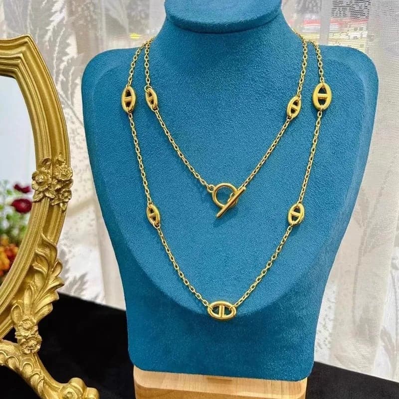 Gold Plated Y-Shaped Long Pendant Chain Necklace for Women & Girls | Elegant Korean Style Fashion Necklace — thumbnail 3