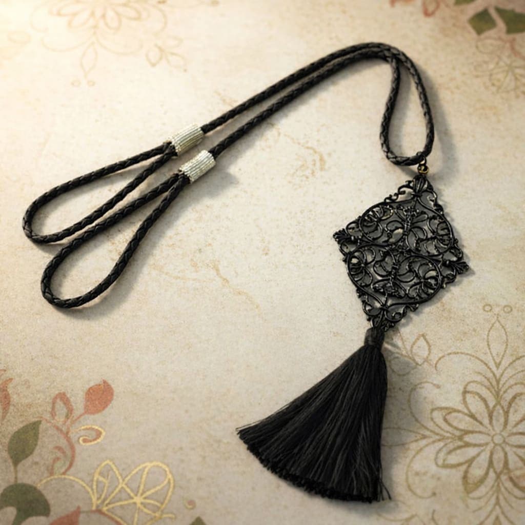 Decorative Curtain Tieback Combo Set of 3 with 1 Free Black Tassel | Magnetic & Rope Curtain Holdbacks | Curtain Rope Holder for Living Room, Bedroom & Office — thumbnail 2