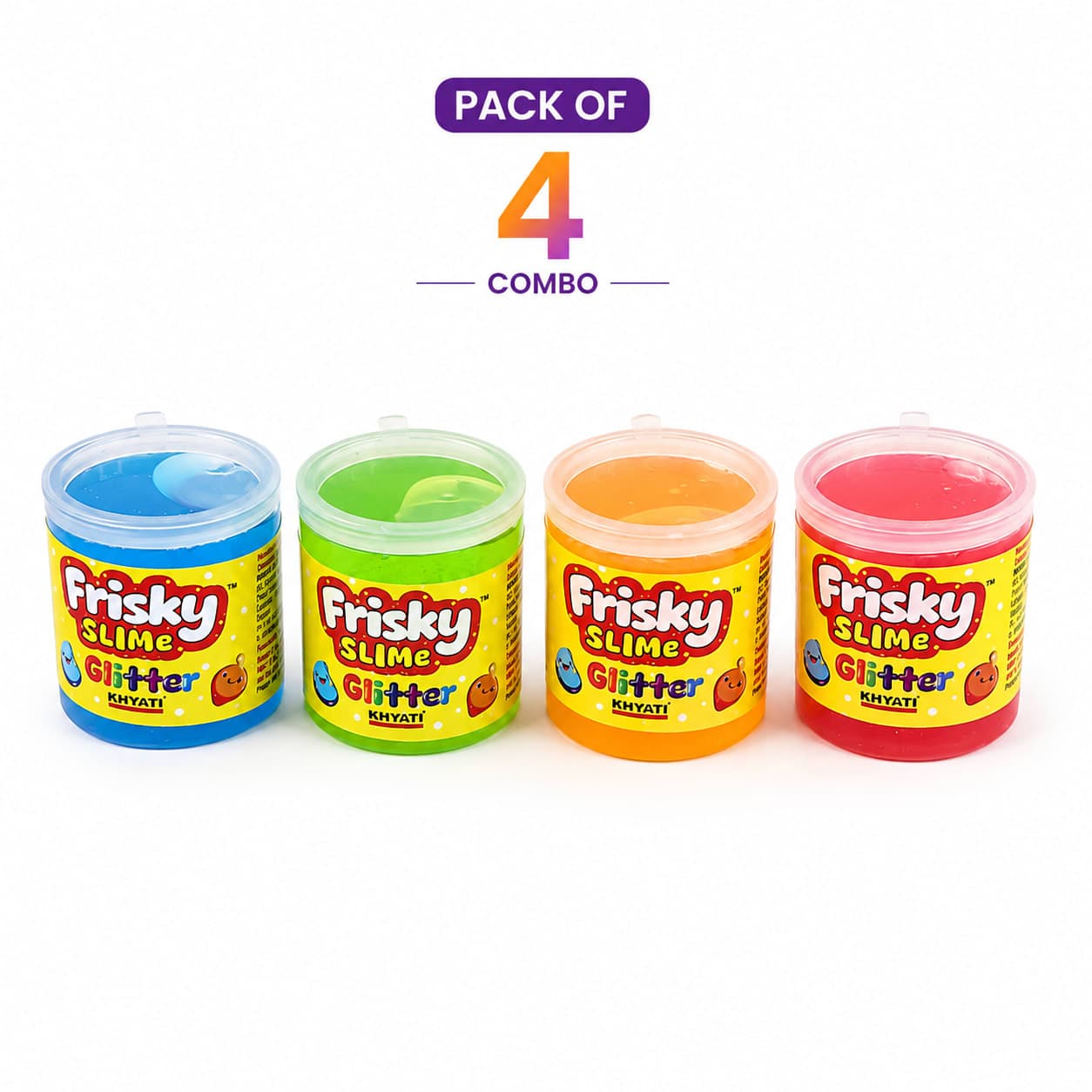 Pack of 4 Glitter Slime for Kids | Soft Stretchy Crystal Slime Toy | Non-Sticky Colorful Sensory Play Slime | DIY Stress Relief Slime Combo — thumbnail 2