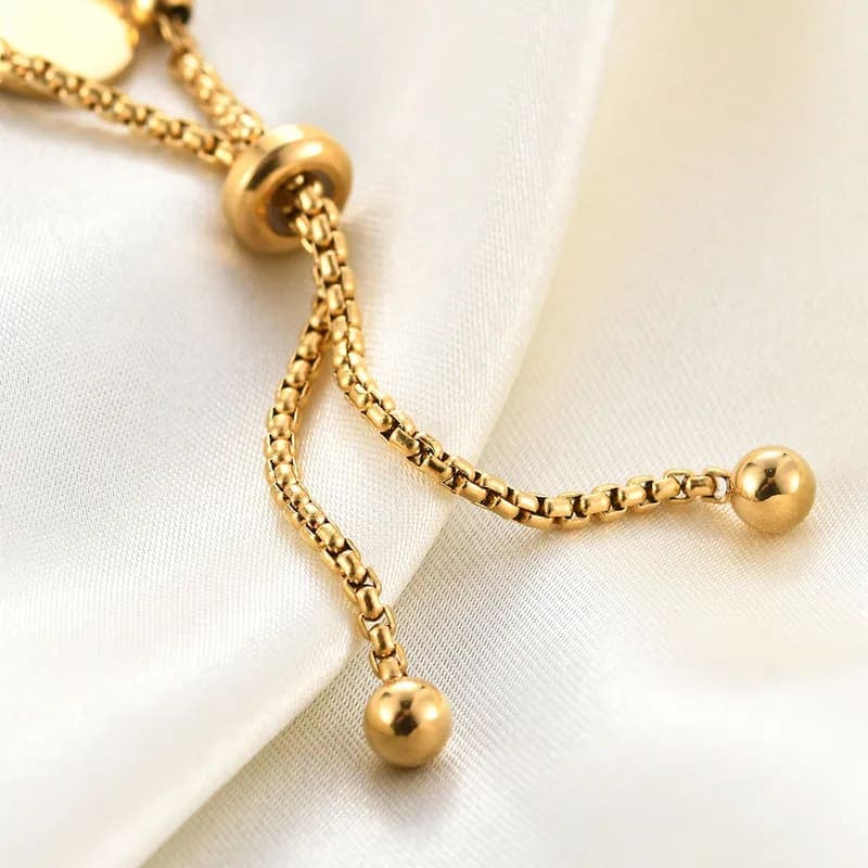 Gold Plated Adjustable Beaded Bracelet for Women & Girls | Stainless Steel Charm Bracelet | Pack of 1 — thumbnail 3