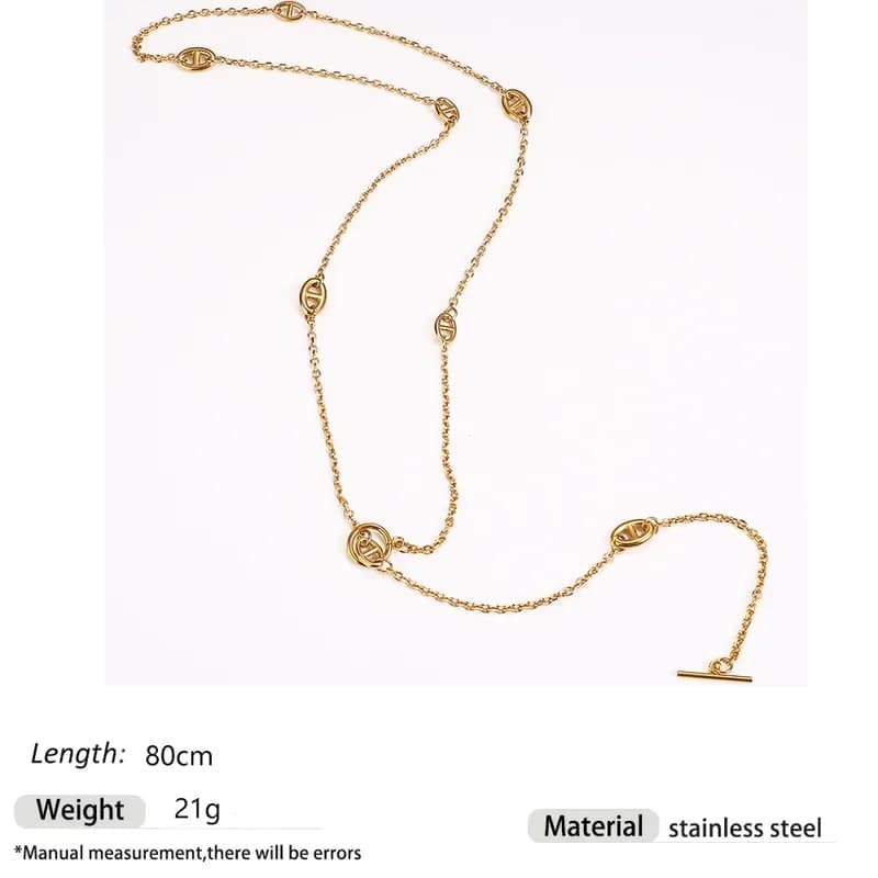 Gold Plated Y-Shaped Long Pendant Chain Necklace for Women & Girls | Elegant Korean Style Fashion Necklace — thumbnail 4